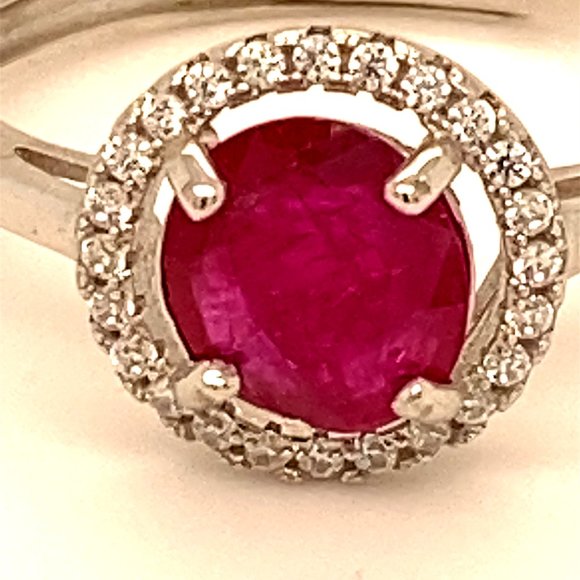Jegdalek Ruby .85ct White Gold Finish Silver Ring - Picture 6 of 6